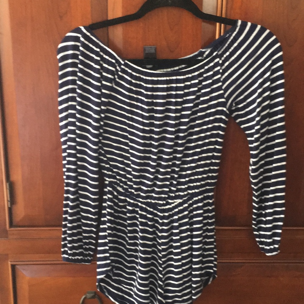 Navy and white striped romper size XS